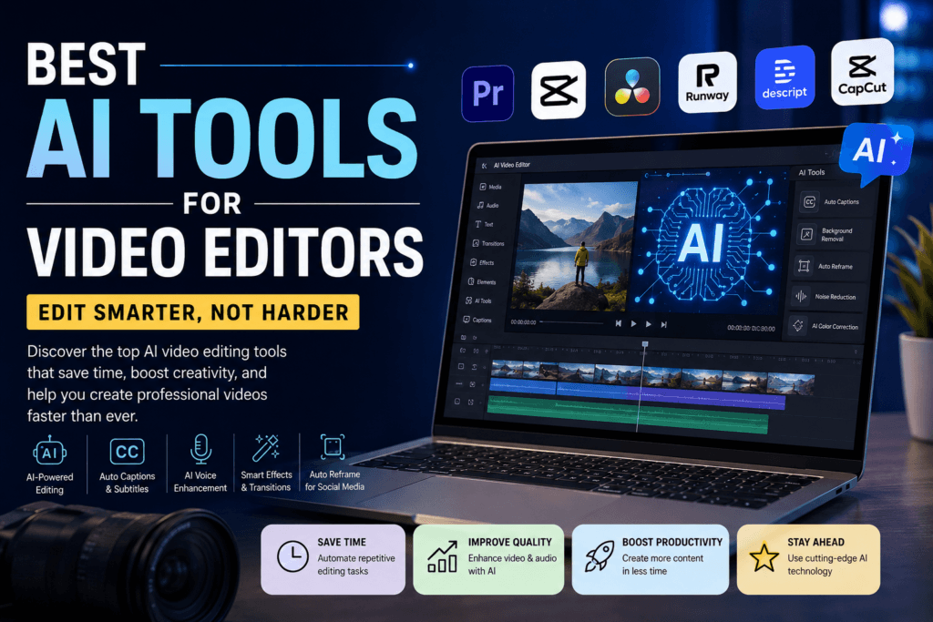 Which are the best AI tools for Video Editors in 2026 including Premiere Pro, CapCut, Descript and Runway for content creators